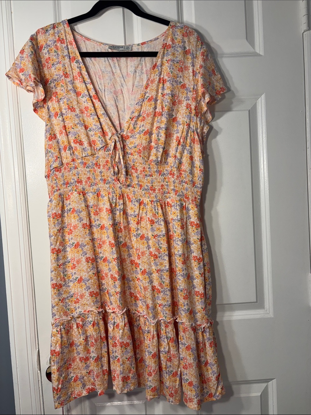 Arizona Jean Company Yellow Multi Floral Tie-Front Dress